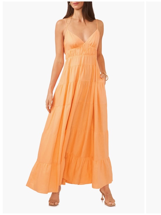 1. State Dresses & Skirts - 1 STATE Peach Linen Blend Tiered Maxi Dress